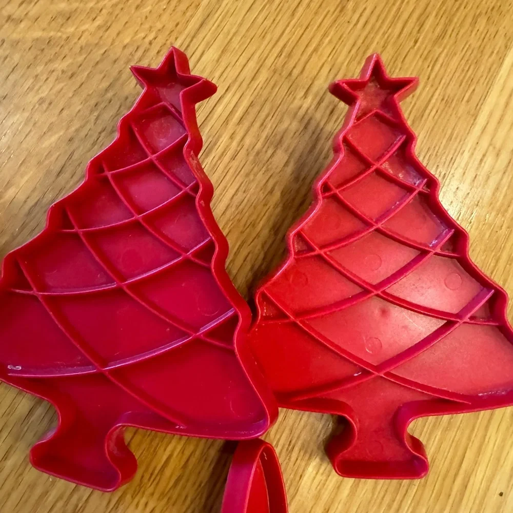 8 Vintage Tupperware Red Holiday Cookie Cutters